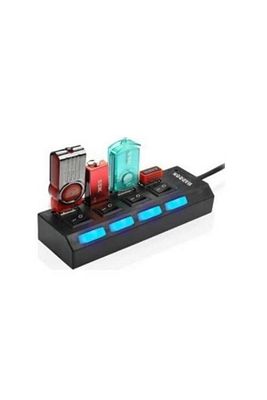 4 Port Usb Çoklayıcı 2.0 Hub Switch Çevirici Çoğaltıcı Işıklı Anahtarlı Dönüştürücü Çoklu Adaptör ürün fotoğrafı
