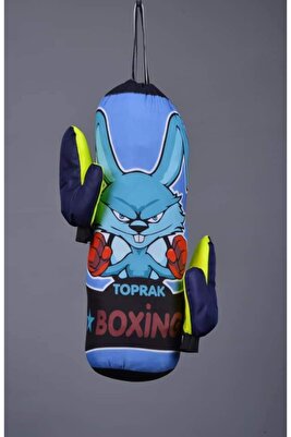 2-6 Yaş Çocuk Boks Torbası Mavi Tavşan 45cm Eldiven Hediyeli ürün fotoğrafı