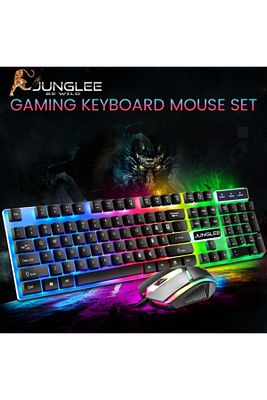 Led Işıklı Oyuncu Klavye Mouse Seti Usb Girişli Kablolu J-1001 ürün fotoğrafı