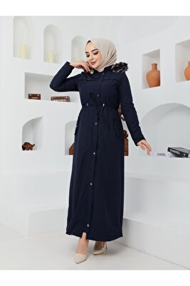 Water Prof Taba Içi Kürklü Kışlık Tam Boy Bayan Uzun Pardesü Mont Kaban ürün fotoğrafı