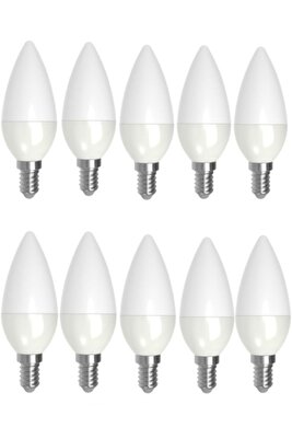 10 Adet 7w Günışığı Sarı Led Mum Avize Ampulü Buji Ampul E14 Ince Duylu Ct 4079 3200 Kelvin ürün fotoğrafı