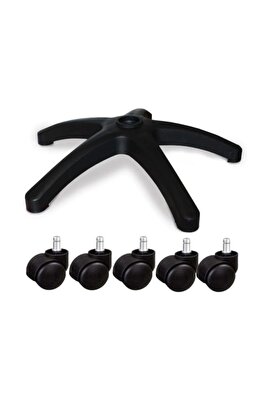 Ofis Koltuğu Ayağı Yıldız Ayak + 5 Tekerlek Sekreter Koltuğu Tekerleği - Mobilya Bağlantı Elemanları ürün fotoğrafı