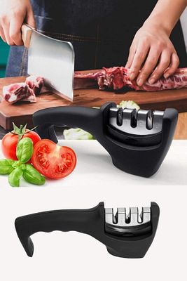 Profesyonel Bıçak Bileme Aleti 3 Açılı Elmas El Bıçakları Bileme Aparatı Ergonomik Saplı ürün fotoğrafı