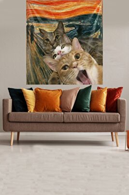 Van Gogh Tablo Üzerinde Kediler Leke Tutmaz Kadife Dokulu Kumaş Duvar Örtüsü Duvar Halısı Tapestry ürün fotoğrafı