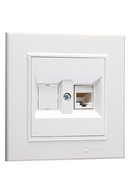 Karea Beyaz Data Prizi(cat6-rj45 Jaklı)+tekli Çerçeve ürün fotoğrafı
