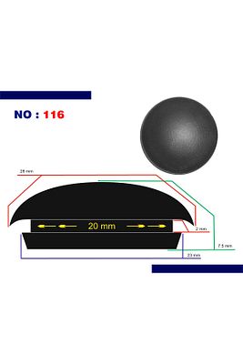 Universal Lastik Tapa 20mm - 10 Adet Uyumlu ürün fotoğrafı