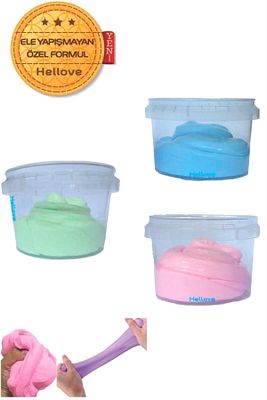 Ele Yapışmayan Slime Slaym Oyun Hamuru 3 Renk Pofuduk Slime ürün fotoğrafı