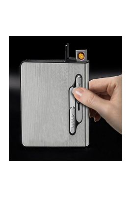 Usb Girişli Şarjlı Sigara Tabakası Gri, Rüzgarda Sönmez, Otomatik Basmalı ürün fotoğrafı