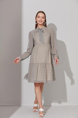 Eee0004-bağlamalı Yaka Mini Leopar Desen Hamile Tunik-elbise ürün fotoğrafı