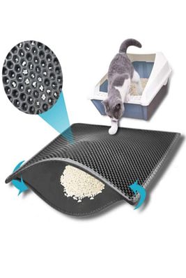 Elekli Kedi Tuvalet Önü Paspası Kedi Paspası 60x42 Cm Siyah ürün fotoğrafı