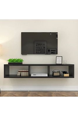 Siyah 140 Cm Tv Ünitesi Duvar Rafı Kitaplık Tv Sehpası Tv Standı ürün fotoğrafı