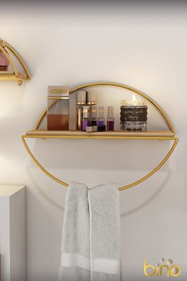 Duvar Rafı Dekoratif Mutfak Banyo Altın Elips Kitaplık ürün fotoğrafı