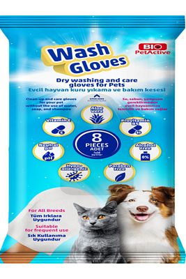 Wash Gloves Evcil Hayvanlar Için Kuru Yıkama Ve Bakım Kesesi 8li ürün fotoğrafı