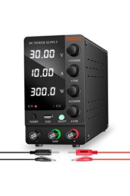 0-30v/10a Ayarlanabilir Dc Güç Kaynağı Voltaj Regülatörü Geliştirilmiş Model Siyah ürün fotoğrafı