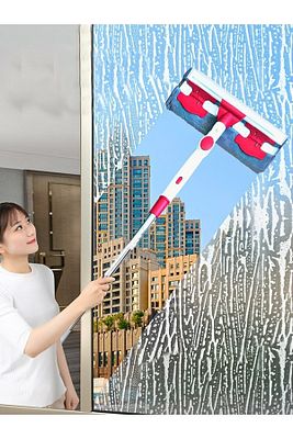 Çift Taraflı Bükülebilir Cam Duvar Fayans Tilme Temizlik Aparatı Sihirli Mop Yedek Bezli Camsil ürün fotoğrafı