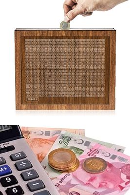 Ahşap 30.000 Hedefli Parabox Kumbara Para Biktirme Kutusu (KURULMUŞ ŞEKİLDE GÖNDERİLECEKTİR) ürün fotoğrafı