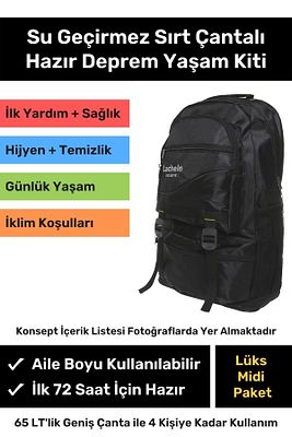 Orijinal Midi Plus Paket Tam Kapsamlı Hazır Deprem Çantası Afet Için Ilk Yardım Acil Durum Seti ürün fotoğrafı