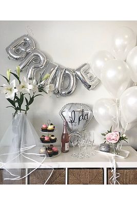 Bride Yazılı Folyo Balon Konsept Gümüş Renkli Gri Bekarlığa Veda Partisi Temalı Büyük Balon ürün fotoğrafı