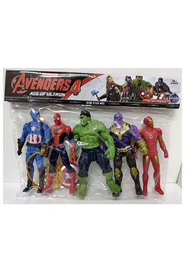 5'li Figür Oyuncak Thanos Örümcek Adam Ironman Hulk Kaptan Amerika 12 Cm ürün fotoğrafı