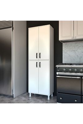 Rani F1 Çok Amaçlı Dolap 4 Kapaklı 6 Raflı Banyo Kiler Mutfak Dolabı Beyaz M4 ürün fotoğrafı