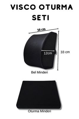 Visco Bel Minderi Visco Oturma Minderi 2'li Set Ortopedik Oturma Seti ürün fotoğrafı