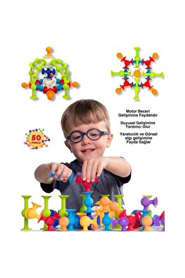 Vakum Molekül 50 Parça Yapı Taşları Fidget Duyusal Eğitici Oyuncak Squigz ürün fotoğrafı