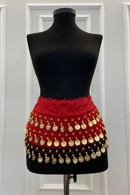 Kırmızı Şakira Oryantal Dansöz Dans Kemeri Pullu Zilli Kına Oyun Eğlence Nedime Düğün Shakira Kemer ürün fotoğrafı