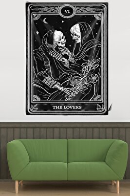 The Lovers Iskelet Sevgililer Desen Leke Tutmaz Kadife Kumaş Duvar Örtüsü Duvar Halısı Tapestry ürün fotoğrafı