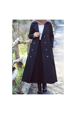 Gabardin Trençkot Tok Kumaş Tam Boy Kuşaklı Düğmeli Astarlı ürün fotoğrafı