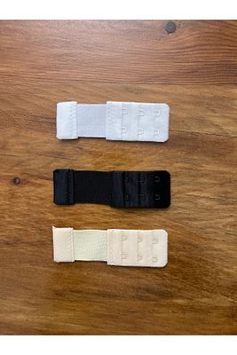 Kadın Siyah Beyaz Ten Renk 3’lü Lastikli Sütyen Uzatma Kopçası Agraf/ek Aparatı Seti (dar) ürün fotoğrafı