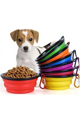 Portatif Mama Kabı Katlanabilir Evcil Hayvan Su Kabı ürün fotoğrafı