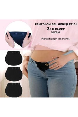 Tresbel Hamile Pantolonu Bel Genişletici-kadınlar Için Pantolon Genişletici Siyah 3 Adet ürün fotoğrafı