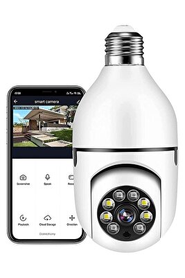 Gece Görüşlü 360 Derece Led Işık 1080p Wifi Kamera Kablosuz Panoramik Balıkgözü Ampul Kamera ürün fotoğrafı