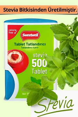 Stevia Tablet Tatlandırıcı 500 Tablet Sıfır Kalori ürün fotoğrafı