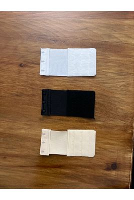 Kadın Siyah Beyaz Ten Renk 3’lü Lastikli Sütyen Uzatma Kopçası Agraf/ek Aparatı Seti (geniş) ürün fotoğrafı