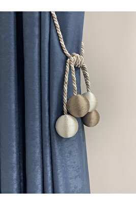 Modern Sarım 4 Toplu Braçol Kornişe Takmatik Ipli Tavan Perde Aksesuarı Vizon&amp;krem ürün fotoğrafı