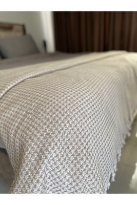 Çift Kişilik Piramit Desen Sütlü Kahve Pike ürün fotoğrafı