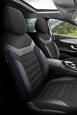 Individual Design Ortopedik Özel Tasarım Oto Koltuk Kılıfı Tam Set - Siyah-Mavi ürün fotoğrafı