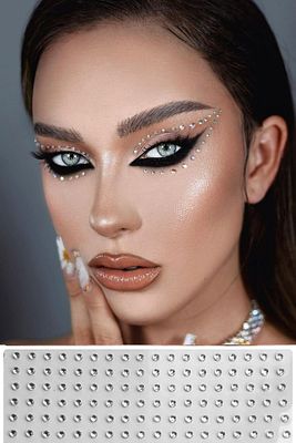 Kristal Yuvarlak Işıltılı Sticker Yüz Ve Vücut Makyaj Taşı ürün fotoğrafı