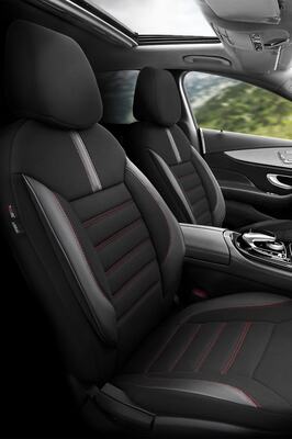 Limited Design Ortopedik Ekstra Destekli Oto Koltuk Kılıfı Tam Set - Siyah-Kırmızı ürün fotoğrafı