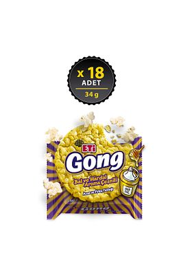 Gong Bal ve Hardal Aroma Çeşnili Mısır ve Pirinç Patlağı 34 g x 18 Adet ürün fotoğrafı