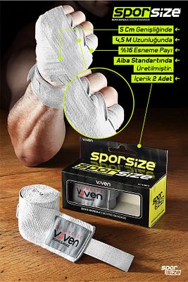 Voven Boxing Muay Thai Bandage White Boks Bandajı Muay Thai Bandajı El Sargısı Beyaz 4,5 Metre ürün fotoğrafı