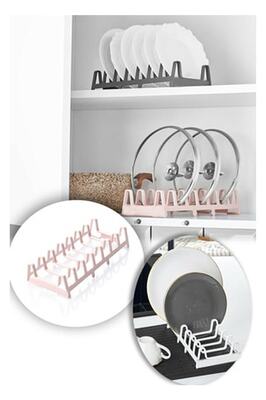 Tencere Kapağı Organizeri - 6 Bölmeli Tencere Kapak Tabak Düzenleyici Organizer Rafı Dolap Içi ürün fotoğrafı