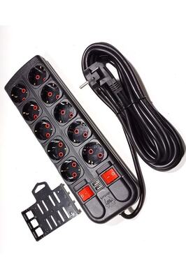 2amp Çift Usb Çıkışlı 10lu Grup Priz 2 Metre Anahtarlı 5+5 Sistem2000 Çoklu Priz 3x1.5 Bakır Kablolu ürün fotoğrafı