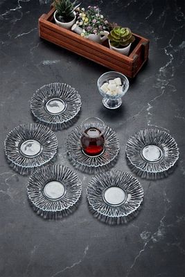 Tasarım Cam Yeni Trend 6lı Çay Tabağı Çay Tabagı ürün fotoğrafı