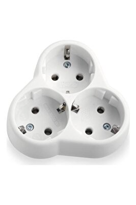 Yonca Topraklı Sıva Altı Üçlü Priz Beyaz ürün fotoğrafı