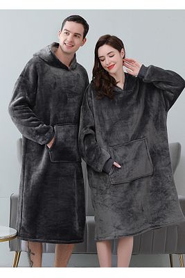 Wellsoft Kapşonlu Giyilebilir Tv Battaniyesi Unisex Over Size - Antrasit ürün fotoğrafı