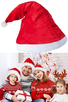 1 Adet Kırmızı Polar Noel Baba - Noel Anne Şapkası Beyaz Ponponlu Yetişkin Yılbaşı Şapka Christmas ürün fotoğrafı