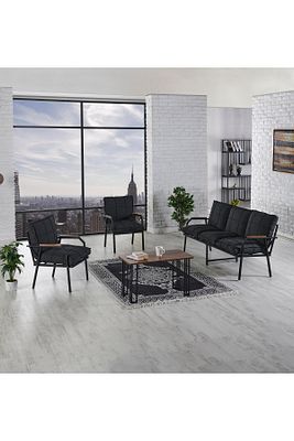 Hayal Balkon, Bahçe, Cafe - Metal Kanepe Koltuk Takımı - 3 1 1 Sehpalı - Antrasit ürün fotoğrafı