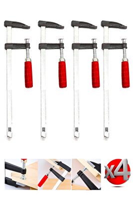 Yüksek Kalite 300mm F Tipi Ahşap Çelik Mobilyacı Mengene Kıskaç Işkence 4lü Set-300mm ürün fotoğrafı